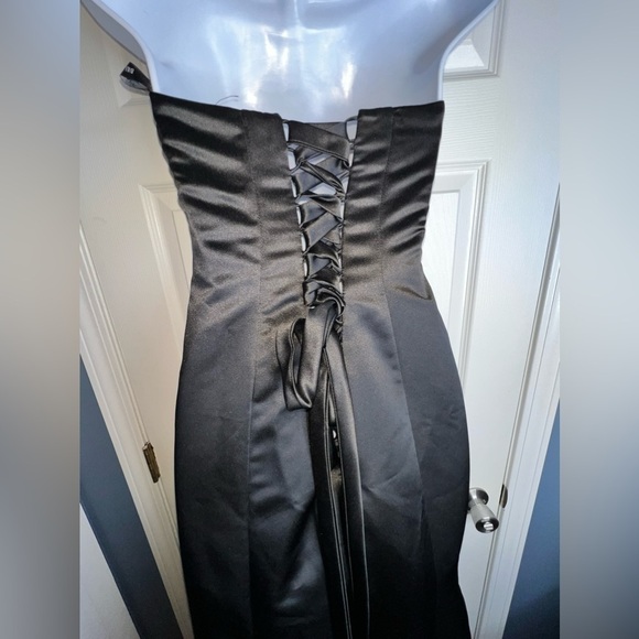 NWOT Bill Levkoff 4 Black Satin Strapless Lace Up Evening Gown Dress S Style 178 - Picture 5 of 16